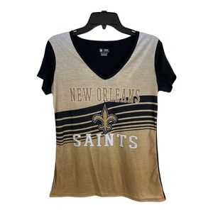 NFL Team Apparel Womens Shirt Size Medium New Orleans Saints Football V Neck tee